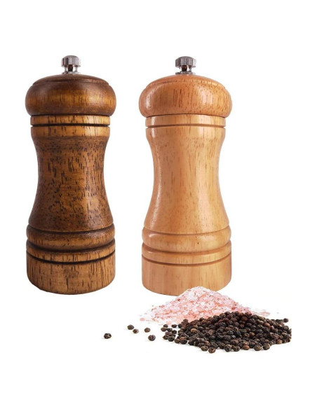 Juego de Molinillos de Sal y Pimienta Ouktor 14 cm Madera Manual Juego de Molinillos de Sal y Pimienta Ouktor 14 cm Madera Manual