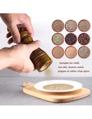 Juego de Molinillos de Sal y Pimienta Ouktor 14 cm Madera Manual