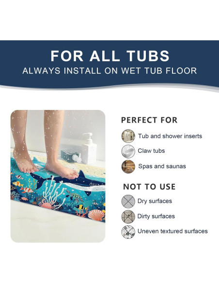 Alfombrilla de Baño Antideslizante XIYUNTE 101.6x40.6cm Ballena Alfombrilla de Baño Antideslizante XIYUNTE 101.6x40.6cm Ballena