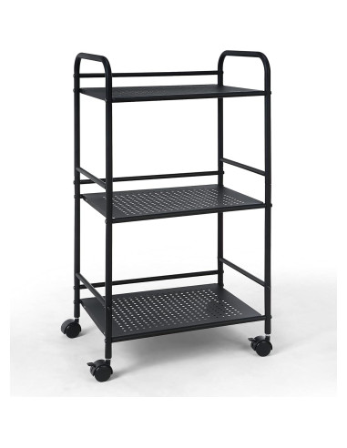 Carro de Almacenamiento Rodante SunnyPoint 3 Niveles Negro