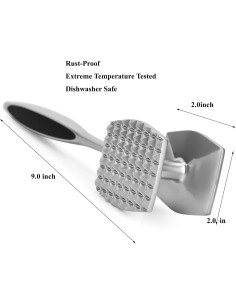 Martillo Aplanador de Carne AOWOTO 22.5 cm Doble Lado Ergonómico 2