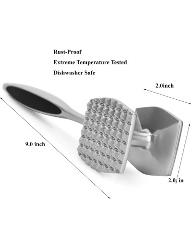 Martillo Aplanador de Carne AOWOTO 22.5 cm Doble Lado Ergonómico