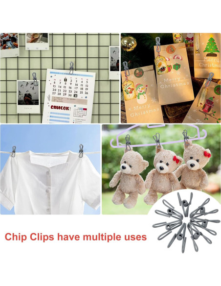 Clips para Bolsas Vivinin - 30 Piezas Gris, Resistente y Compacto Clips para Bolsas Vivinin - 30 Piezas Gris, Resistente y Compacto