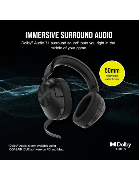 Auricular Gaming CORSAIR HS55 WIRELESS Bluetooth 50mm Dolby 7.1 Auricular Gaming CORSAIR HS55 WIRELESS Bluetooth 50mm Dolby 7.1