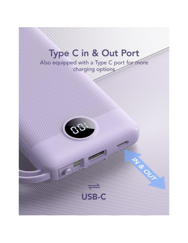 Cargador Portátil VRURC 10000mAh con 5 Salidas y Cables