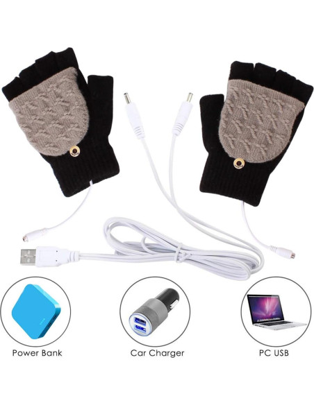 Guantes Calentados USB Unisex Petyoung - Invierno, Dedo Completo y Medio Guantes Calentados USB Unisex Petyoung - Invierno, Dedo Completo y Medio