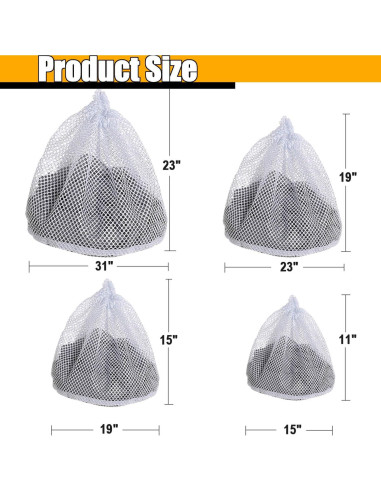 Bolsa de Lavandería de Malla LUNHAJIN 4 Piezas - Resistente