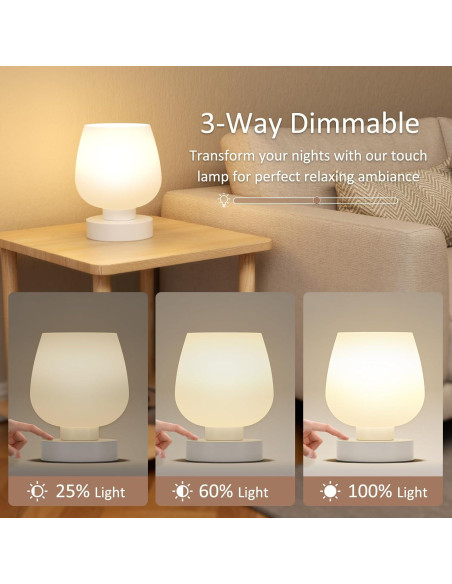 Lámpara de Mesa Táctil Seealle con Pantalla de Vidrio 3000K Lámpara de Mesa Táctil Seealle con Pantalla de Vidrio 3000K