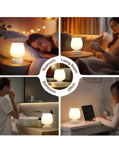 Lámpara de Mesa Táctil Seealle con Pantalla de Vidrio 3000K