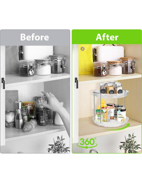 Organizador Lazy Susan 2 Niveles 23.37 cm Gris - 2 Paquete Organizador Lazy Susan 2 Niveles 23.37 cm Gris - 2 Paquete