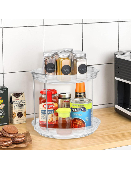 Organizador Lazy Susan 2 Niveles 23.37 cm Gris - 2 Paquete Organizador Lazy Susan 2 Niveles 23.37 cm Gris - 2 Paquete