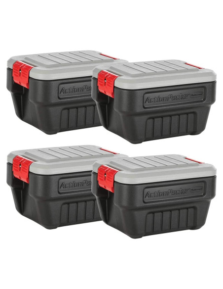 Caja de Almacenamiento Rubbermaid Action Packer 8 Gal Paquete de 4 Caja de Almacenamiento Rubbermaid Action Packer 8 Gal Paquete de 4
