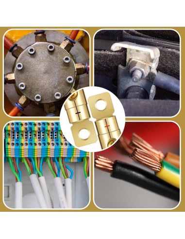 4 Terminales de Anillo 1/0 AWG MorningRo Dorados