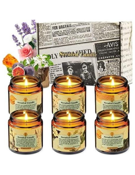 Juego de 6 Velas Aromáticas Qizeion - Cera de Soja, 180h Juego de 6 Velas Aromáticas Qizeion - Cera de Soja, 180h
