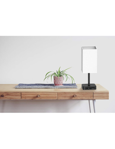 Lámpara de Mesa Táctil Alimentata con Carga USB y Salidas CA
