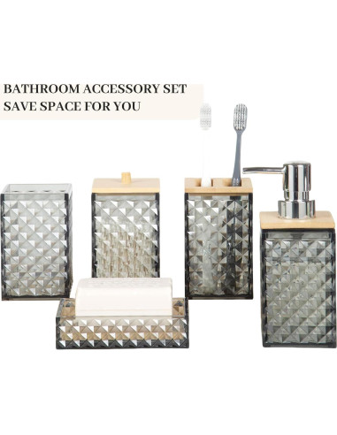 Juego de Accesorios de Baño RRM 5 Piezas Gris Oscuro