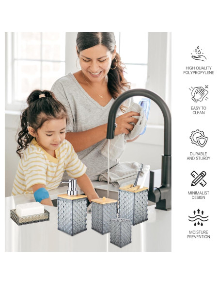 Juego de Accesorios de Baño RRM 5 Piezas Gris Oscuro Juego de Accesorios de Baño RRM 5 Piezas Gris Oscuro