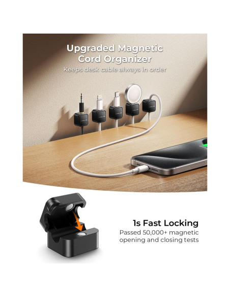 Organizador de Cables Magnético MRGLAS 10 Paquetes Negro Organizador de Cables Magnético MRGLAS 10 Paquetes Negro