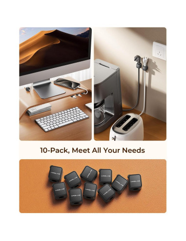 Organizador de Cables Magnético MRGLAS 10 Paquetes Negro