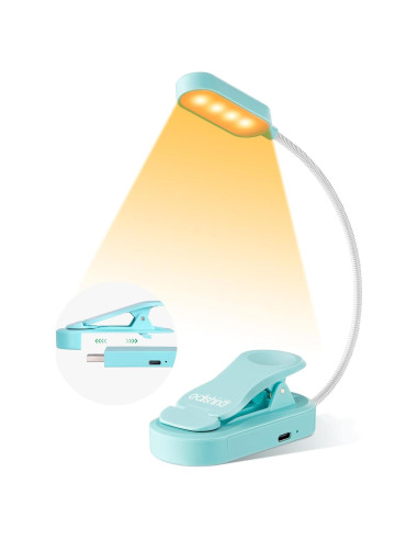 Luz de Lectura EDISHINE LED Recargable Clip On 3 Modos Azul