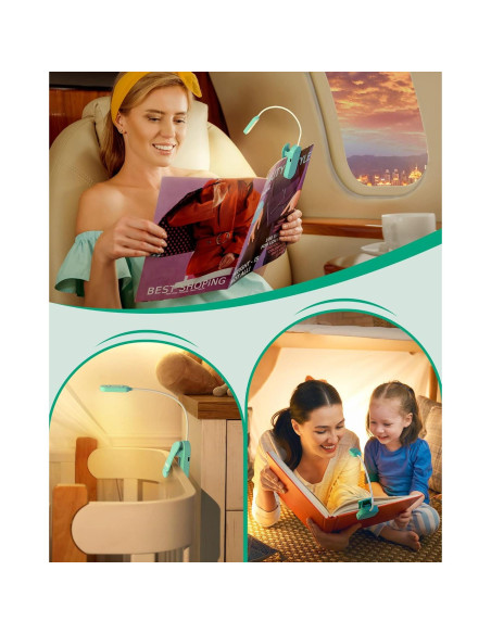 Luz de Lectura EDISHINE LED Recargable Clip On 3 Modos Azul Luz de Lectura EDISHINE LED Recargable Clip On 3 Modos Azul