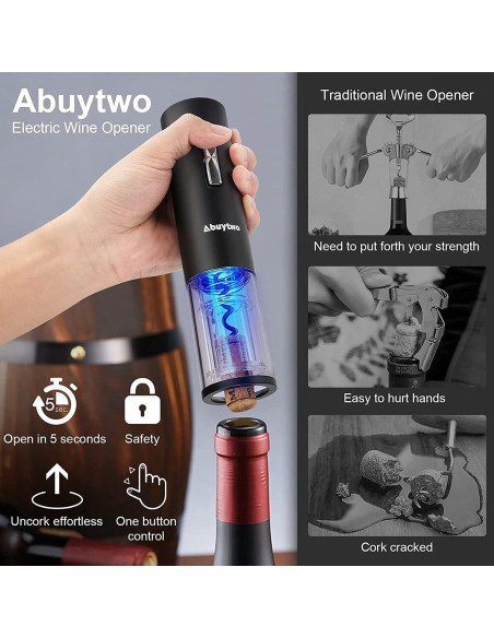 Abridor de Vino Eléctrico Abuytwo con Aireador y Cortador Abridor de Vino Eléctrico Abuytwo con Aireador y Cortador