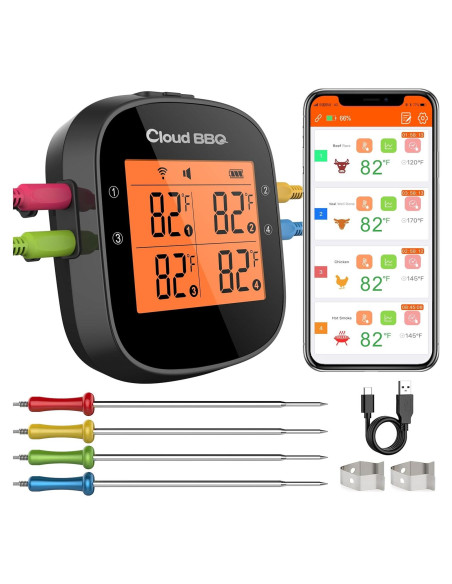 Termómetro Digital de Carne Bluetooth Tianyao FS-52 4 Probes Termómetro Digital de Carne Bluetooth Tianyao FS-52 4 Probes