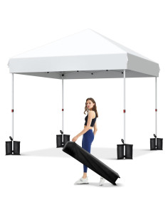 Carpa Plegable GarveeLife 3x3m Blanca con Bolsa y Ruedas