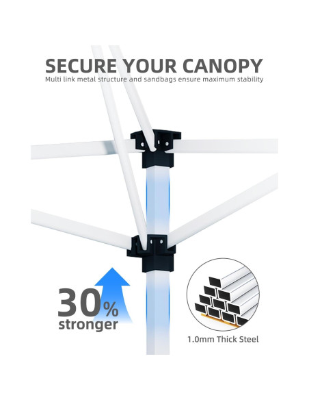 Carpa Plegable GarveeLife 3x3m Blanca con Bolsa y Ruedas