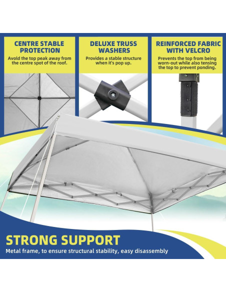 Carpa de Canopy Portátil SAILARY 3.05x3.05m Blanca Impermeable Carpa de Canopy Portátil SAILARY 3.05x3.05m Blanca Impermeable