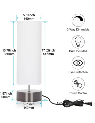 Lámpara de Mesa Táctil Seaside Village Regulable 3 Niveles LED