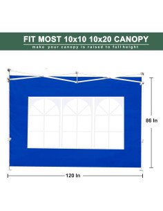Pared Lateral JANCANOPY para Toldo 10x10 Pies - Paquete de 3 Azul 2