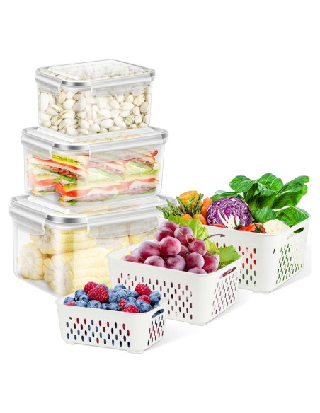 Contenedores de Almacenamiento de Frutas TBMax 3 Pcs Herméticos Contenedores de Almacenamiento de Frutas TBMax 3 Pcs Herméticos
