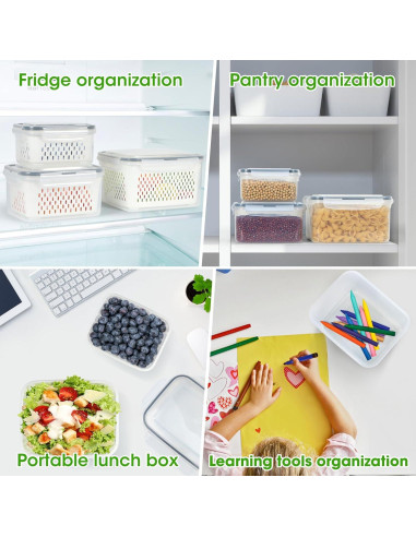 Contenedores de Almacenamiento de Frutas TBMax 3 Pcs Herméticos