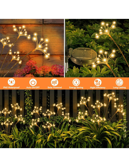 Luces de Jardín Solares YaaFen 2 Paquete Estrella Explosión Luces de Jardín Solares YaaFen 2 Paquete Estrella Explosión