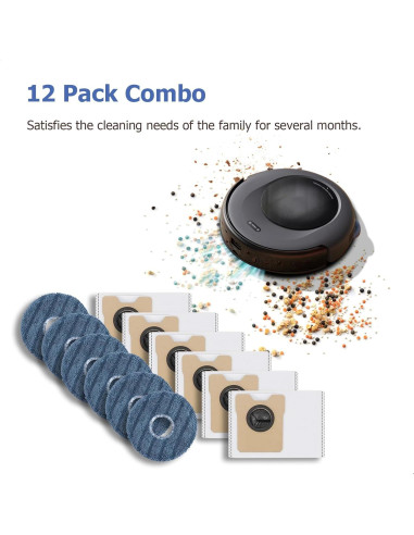 Repuestos eufy C20 Omni: 6 Bolsas de Polvo + 6 Almohadillas