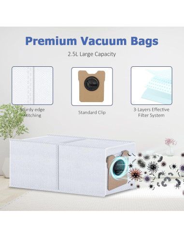 Repuestos eufy C20 Omni: 6 Bolsas de Polvo + 6 Almohadillas
