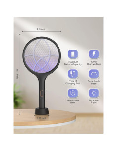 Raqueta Eléctrica YISSVIC para Mosquitos 4000V Recargable 2