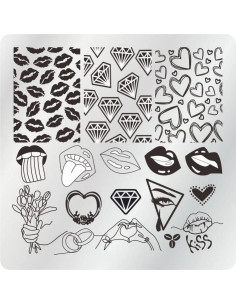 Set de Estampado de Uñas VNC 12 Placas 6x6cm + Estampador 2