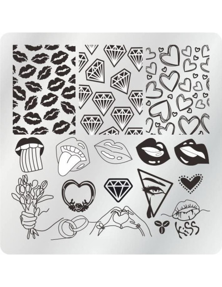 Set de Estampado de Uñas VNC 12 Placas 6x6cm + Estampador Set de Estampado de Uñas VNC 12 Placas 6x6cm + Estampador