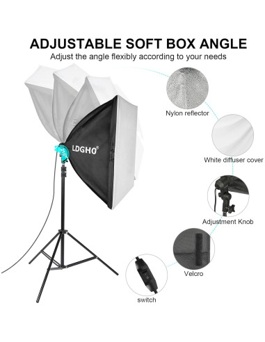 Kit de Iluminación Fotográfica LDGHO con Fondos y Soportes 2.59x3.05m