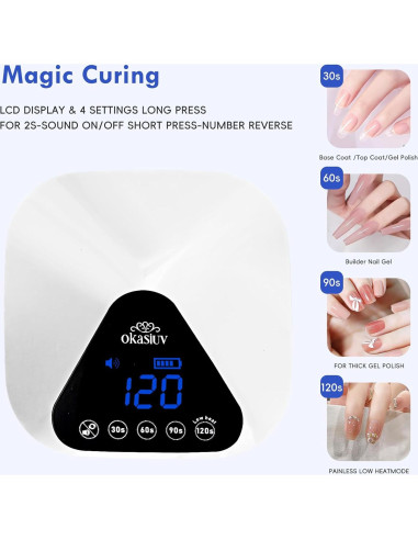 Lámpara de Uñas LED UV Okasiuv Inalámbrica con Guantes UV
