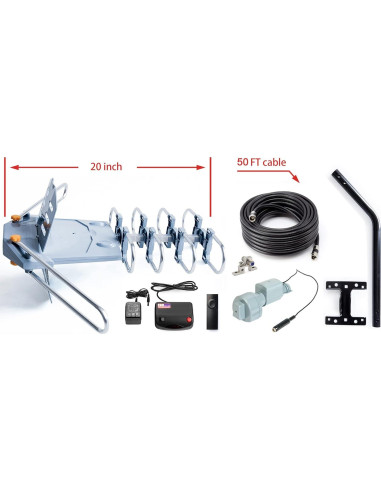 Antena de TV Exterior Digital PBD WA-2608, 150 Millas, 2 TVs