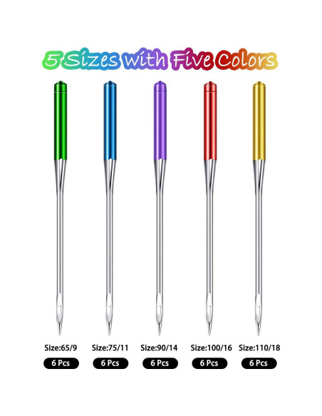 Agujas de Máquina de Coser WILLBOND 30 Pcs Punta Regular Agujas de Máquina de Coser WILLBOND 30 Pcs Punta Regular
