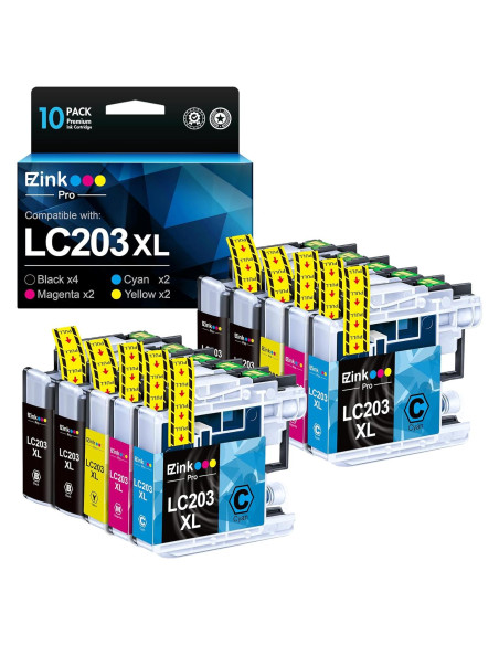 Cartuchos de tinta E-Z Ink Pro LC203XL compatibles para Brother - Paquete de 10 Cartuchos de tinta E-Z Ink Pro LC203XL compatibles para Brother - Paquete de 10
