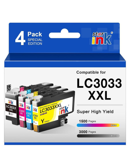 Cartuchos de Tinta Starink LC3033 XXL BK C M Y - 4 Paquetes Cartuchos de Tinta Starink LC3033 XXL BK C M Y - 4 Paquetes