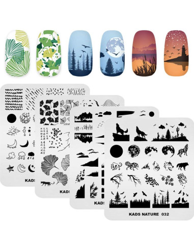 Juego de Placas de Estampado de Uñas KADS 20 Pcs - Acero Inoxidable