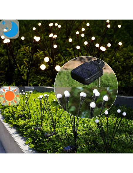 Luces de Jardín Solares ZFNN, Paquete de 4, 24 LEDs, Blanco Cálido Luces de Jardín Solares ZFNN, Paquete de 4, 24 LEDs, Blanco Cálido
