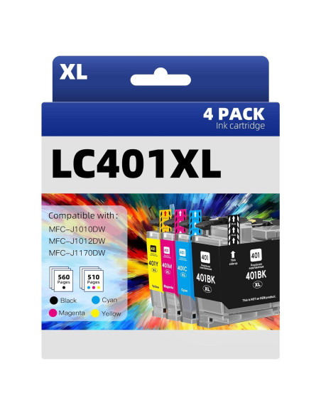 Cartuchos de tinta LC401XL Belietop para Brother MFC-J1010DW 4 Pack Cartuchos de tinta LC401XL Belietop para Brother MFC-J1010DW 4 Pack