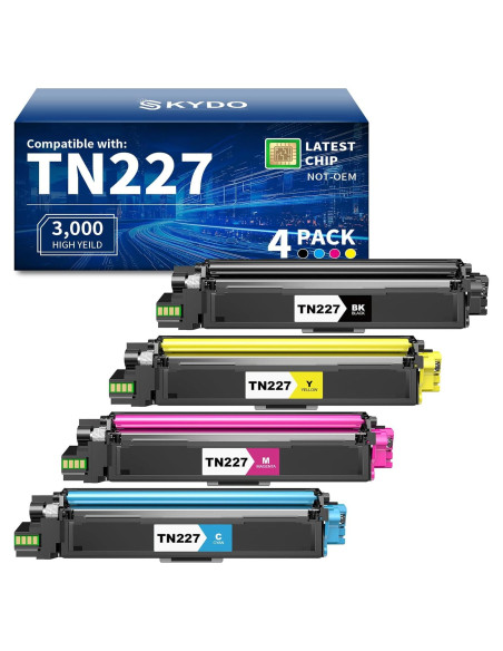Cartucho de Tóner TN227 Skydo Paquete de 4 Negro/Cian/Magenta/Amarillo Cartucho de Tóner TN227 Skydo Paquete de 4 Negro/Cian/Magenta/Amarillo